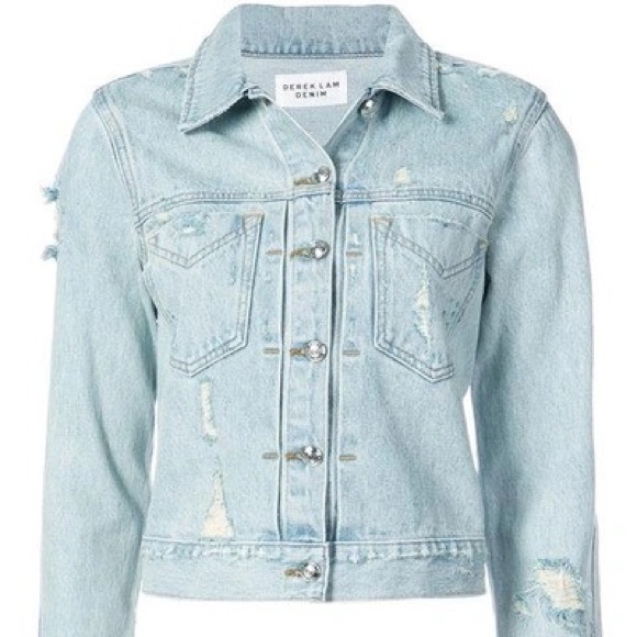 Derek Lam Nico Distressed Crop Jean Jacket, Small - Picture 3 of 6